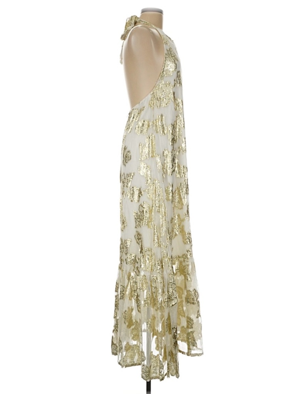 En Creme Gold & Cream Sequin Halter Maxi Dress - Picture 2 of 4